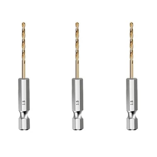 Mauerbohrer HSS-Holzbohrer mit Titanbeschichtung, 1/4-Sechskantschaft, Größen 1,5–6,5 mm(3PCS 1.5mm) von PBDEIOEOE
