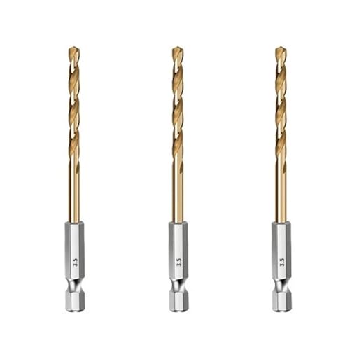 Mauerbohrer HSS-Holzbohrer mit Titanbeschichtung, 1/4-Sechskantschaft, Größen 1,5–6,5 mm(3PCS 3.5mm) von PBDEIOEOE