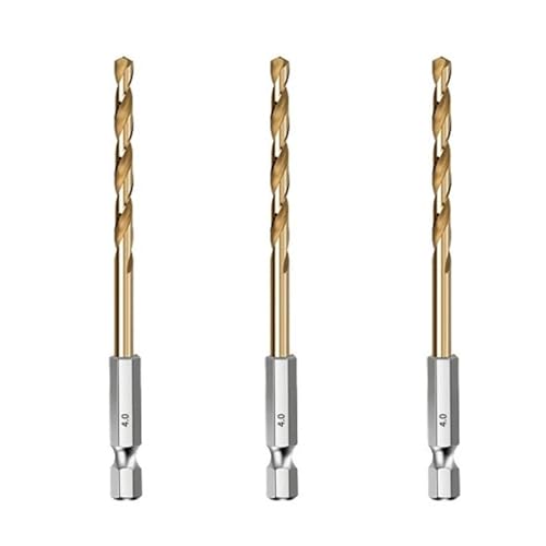 Mauerbohrer HSS-Holzbohrer mit Titanbeschichtung, 1/4-Sechskantschaft, Größen 1,5–6,5 mm(3PCS 4.0mm) von PBDEIOEOE