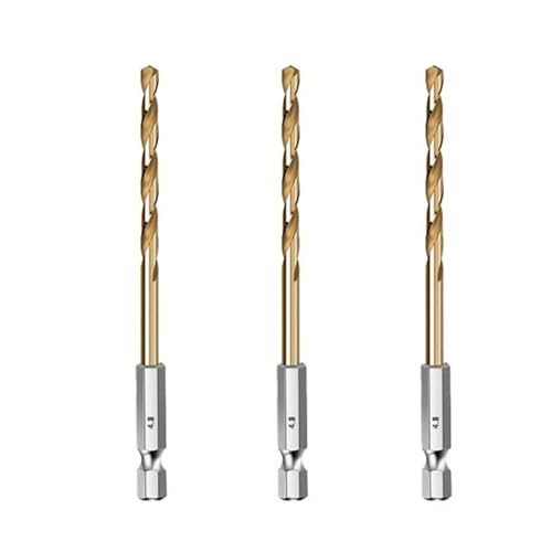 Mauerbohrer HSS-Holzbohrer mit Titanbeschichtung, 1/4-Sechskantschaft, Größen 1,5–6,5 mm(3PCS 4.8m) von PBDEIOEOE