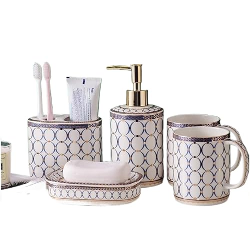 PBDEIOEOE Badezimmer-Accessoires-Set, Keramik Sammlung Applique Muster Bad Nordic Einfache Kreativität Set Wohnung PBDEIOEOE Badezimmer-Accessoires-Set, Keramik Sammlung Applique Muster Bad Nordic Einfache Kreativität Set Wohnung von PBDEIOEOE