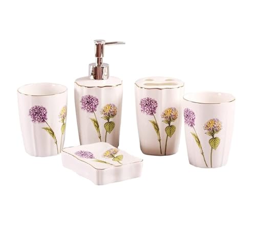 PBDEIOEOE Badezimmer-Accessoires-Set, Weiße Keramik Waschprodukte im europäischen Stil Bad 5-teiliges Set Wohnung PBDEIOEOE Badezimmer-Accessoires-Set, Weiße Keramik Waschprodukte im europäischen Stil Bad 5-teiliges Set Wohnung von PBDEIOEOE