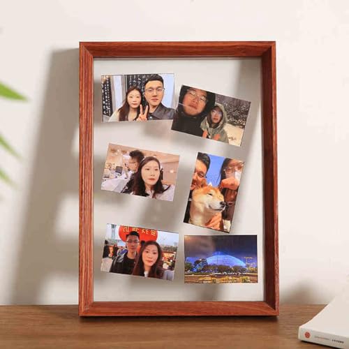 PBDEIOEOE Bilderrahmen, Doppelseitiger schwebender Bilderrahmen aus Acrylglas, Mehrfarbig, mehrere Größen(Rectangular Walnut Color,7 in) von PBDEIOEOE