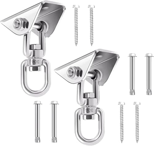 PBDEIOEOE Schaukelhaken, Hängemattenhaken, 304 Edelstahl 360 ° Schwenkbare Schaukelhaken 2er Pack Silber Hardware for Stuhl Yoga Seide von PBDEIOEOE