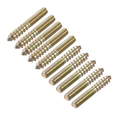 Stockschrauben,Doppelendige Schraube, Doppelseitige Gewindebolzen mit Dübelkopf, M6 M8, 10 Stück, selbstschneidender Kohlenstoffstahl, doppelseitig, 30 mm, 40 mm, 50 mm, 60 mm, for Möbel(M6x65mm) von PBDEIOEOE