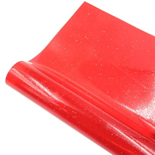 Transparentes PVC-Vinylgewebe, Elly Roll, PVC-Gelee-Vinylstoff mit Glitzerblatt oder -rolle, mehrfarbig, mehrere Größen(Red,A4 20 x 30cm) von PBDEIOEOE