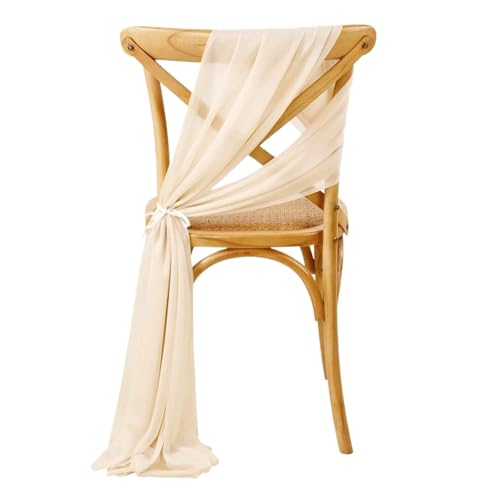 10 Stück Chiffon-Stuhlschärpen for Hochzeiten, Partys, Zeremonien, Empfänge, Blumenarrangements, Bankette, Outdoor-Dekoration, 20 x 275 cm(Beige,20pcs20x275cm) von PBHGMGEBLV