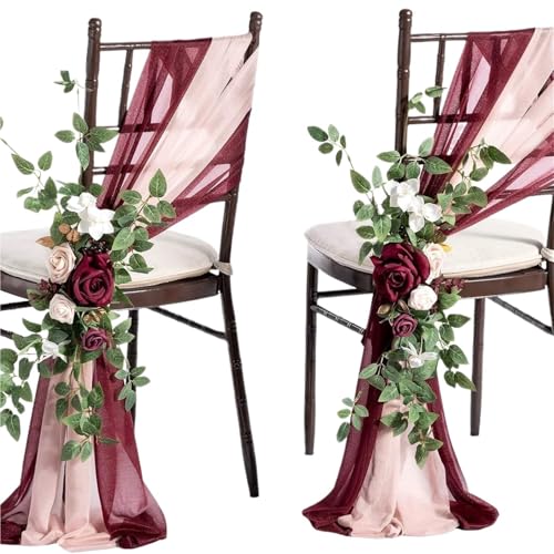 2 stücke 20x250cm Chiffon Stuhl Schärpen Schärpe Hochzeit Abdeckungen Band Party Bankett Event Gang Deco(6) von PBHGMGEBLV