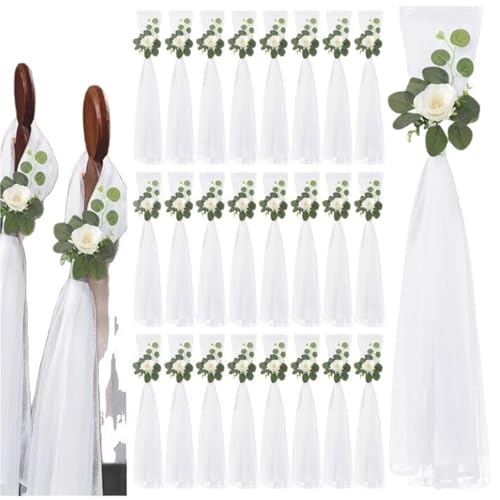 24Pcs Stuhl Schärpen for Hochzeit Abdeckungen Chiffon Bänder for Party Zeremonie Kirche Dekoration von PBHGMGEBLV