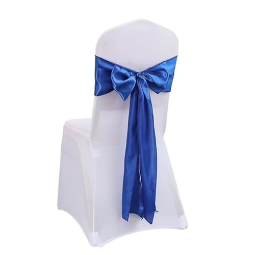 Satin Stuhl Schärpen Hochzeit Bogen Knoten Band Krawatte for Bankett Party Dekoration(Blue,30pcs) von PBHGMGEBLV