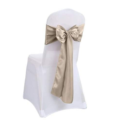 Satin Stuhl Schärpen Hochzeit Bogen Knoten Band Krawatte for Bankett Party Dekoration(Khaki,20pcs) von PBHGMGEBLV