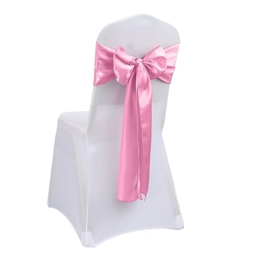 Satin Stuhl Schärpen Hochzeit Bogen Knoten Band Krawatte for Bankett Party Dekoration(Pink 1,20pcs) von PBHGMGEBLV