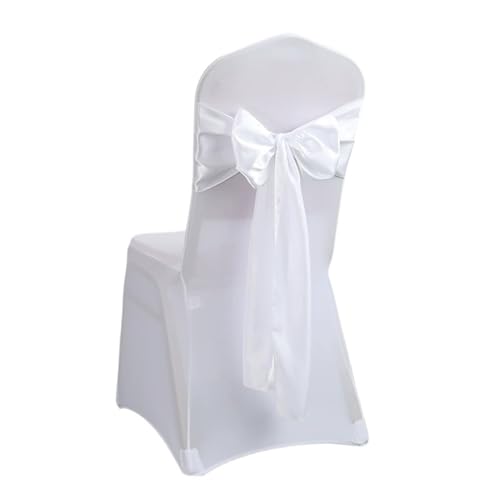 Satin Stuhl Schärpen Hochzeit Bogen Knoten Band Krawatte for Bankett Party Dekoration(White,20pcs) von PBHGMGEBLV
