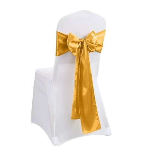 Satin Stuhl Schärpen Hochzeit Bogen Knoten Band Krawatte for Bankett Party Dekoration(Yellow,20pcs) von PBHGMGEBLV