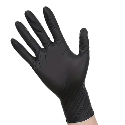 20/50/100 Stück 4Mil schwarze Einweghandschuhe aus Nitril, latexfrei, strukturiert, for die Reinigung zu Hause, nicht steril, for Küche, Lebensmittel, vor der Tätowierung, Schönheit(Black 20PCS,S) von PBHOVIITG