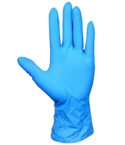 PBHOVIITG 10/20/50/100PCS Blaue Nitrilhandschuhe Wasserdichte Einweghandschuhe for Küche Geschirrspülen Haustier Baden Schönheit Haarstyling-Tools(100 PCS,XL) von PBHOVIITG