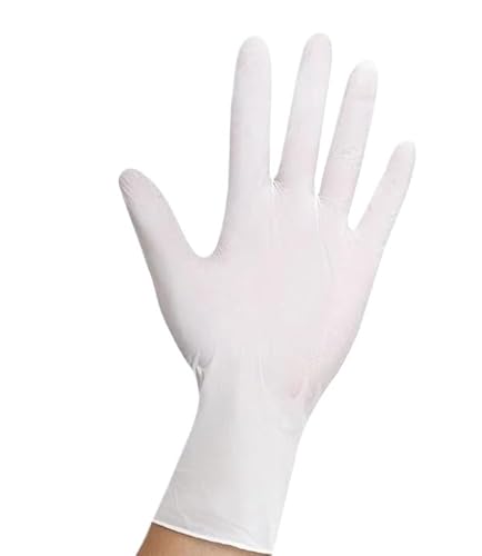 PBHOVIITG 10–100 Stück weiße Einweghandschuhe aus Nitril, latexfrei, gepudert, for den Haushalt for Kochen, lebensmittelecht, Reinigungsarbeitshandschuhe(White 10PCS,XL) von PBHOVIITG