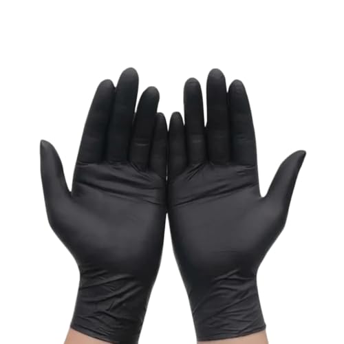 PBHOVIITG 100/50/20PCS Hellrosa Weiß Einweg-Nitrilhandschuhe Wasserdicht Antistatisch Langlebig Küche Kochutensilien(Black 100PCS,L) von PBHOVIITG