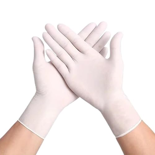 PBHOVIITG 100/50/20PCS Hellrosa Weiß Einweg-Nitrilhandschuhe Wasserdicht Antistatisch Langlebig Küche Kochutensilien(White 100PCS,S) von PBHOVIITG