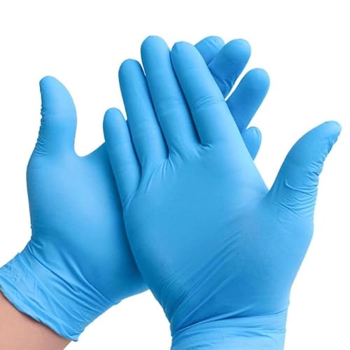 PBHOVIITG 100 STÜCKE Mehrfarbige Nitrilhandschuhe for Die Lebensmittelverarbeitung Küchenfarbe Gartenarbeit Hohe Elastizität Puderfrei(Blue 100PCS,L) von PBHOVIITG