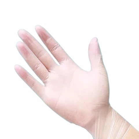 PBHOVIITG 100 Stück transparente Vinyl-Puder – kostenlose Einweghandschuhe for Haushalt, Lebensmittelverarbeitung, Labor, Latex TPE von PBHOVIITG