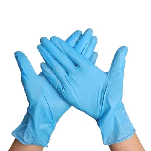 PBHOVIITG 100PCS Schwarz Weiß Und Blau Nitril Handschuhe Verdickt Einweg for Reinigung Friseur Wasserdicht Geschirrspülen Tattoo(Blue-100PCS,L) von PBHOVIITG