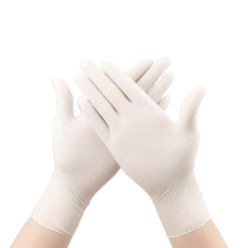 PBHOVIITG 100PCS Schwarz Weiß Und Blau Nitril Handschuhe Verdickt Einweg for Reinigung Friseur Wasserdicht Geschirrspülen Tattoo(White-100PCS,M) von PBHOVIITG