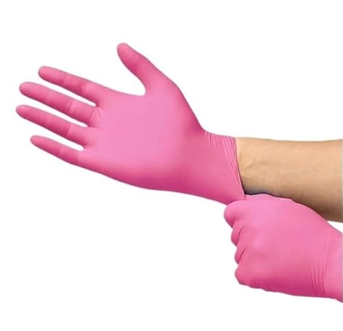 PBHOVIITG 20/0/100 Stück rosa Einweghandschuhe aus Nitril, 20/50/100, latexfrei, Reinigung 3,5 Mil, for Küche, Haushalt, Schönheitssalon, Kosmetikerin(Rose Red 20PCS,S) von PBHOVIITG
