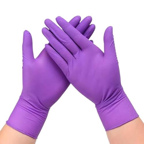 PBHOVIITG 20/100 STÜCKE Rosa Nitrilhandschuhe Einweg 3,5 Mil Latexfrei Haushaltsreinigung for Küche Kochen Nagel Haarfärbemittel Tattoo(Purple 100PCS,L) von PBHOVIITG