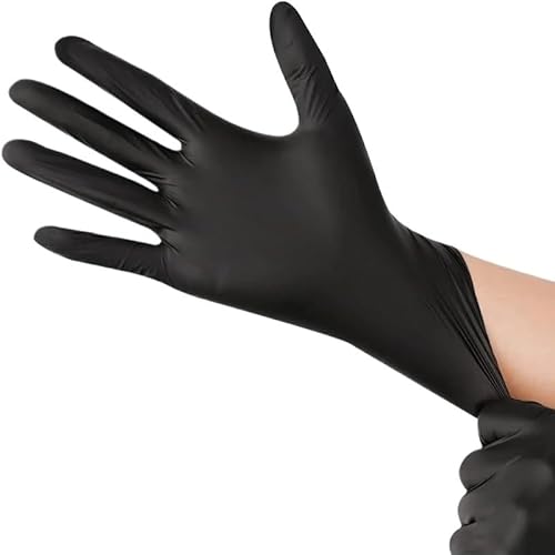 PBHOVIITG 20/100 stücke 4Mil Nitril Blau Handschuhe Einweg Latex Puderfrei Haushaltsreinigung for Männer Frauen Tattoo Schönheit Lebensmittelzubereitung(Black 20PCS L) von PBHOVIITG