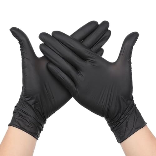 PBHOVIITG 20/100 stücke Rosa Nitril Einweg Handschuhe STÜCKE Frau Mädchen Haushalt Reinigung Salon Schwarz Latex Pulver Freies Tattoo SML(Black 100PCS,L) von PBHOVIITG