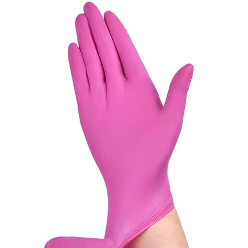 PBHOVIITG 20/100PCS Nitrilhandschuhe Einweg-Latex-freie nicht sterile Haushaltsreinigung strukturierte Küche Schönheit Tattoo(Rose Red 100PCS,L) von PBHOVIITG