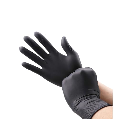 PBHOVIITG 20/40/60PCS Einweg-Nitrilhandschuhe schwarz for Küche Kochen S/M/L/XL Haushalt wasserdicht Reinigung(Black 20PCS,M) von PBHOVIITG
