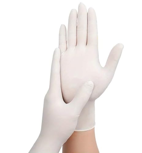PBHOVIITG 20/50/100 STÜCKE Weiße Nitrilhandschuhe Wasserdicht Ölbeständig Haushaltsreinigung Küche Gartenarbeit Haarfärben Tattoo(100PCS White,L) von PBHOVIITG