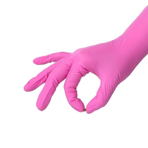 PBHOVIITG 20/50/100 Stück 3,5 Mil Fuchsia Nitril-Einweghandschuhe Latex Puderfrei Haushaltsreinigung for Frauen Tattoo Schönheit Kosmetikerin(Rose Red 20PCS L) von PBHOVIITG