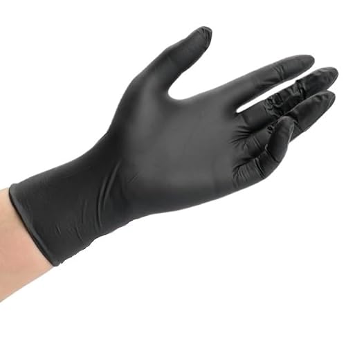 PBHOVIITG 20/50/100 Stück schwarze Einweghandschuhe aus Nitril, 4 mil, Industriequalität, puderfrei, for die Hausreinigung, Sicherheitsarbeit for Küchenmechaniker(Black 50PCS,M) von PBHOVIITG