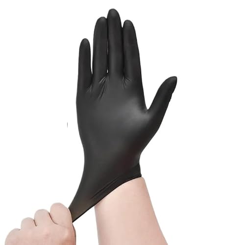 PBHOVIITG 20/50/100 stücke Schwarz Nitril Einweg Handschuhe Langlebig Wasserdicht Schutz for Küche Haushalt Reinigung Lebensmittel Pre Salon(Black 50PCS,XL) von PBHOVIITG