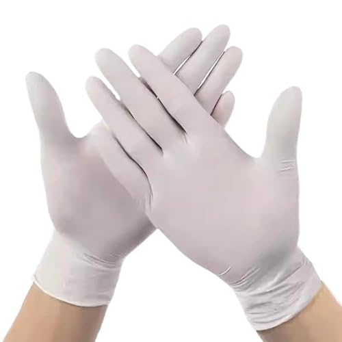 PBHOVIITG 20/50/100 stücke Weiß Nitril Handschuhe Einweg Lebensmittel Grade Latex Freies Haushalts Reinigung for Tattoos Schönheit Kosmetikerin Nagel Tech(White 100PCS S) von PBHOVIITG