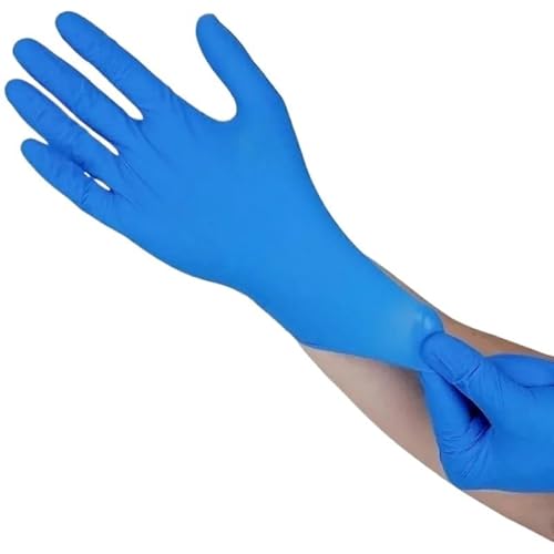 PBHOVIITG 20/50/100PCS Blau Nitril Einweghandschuhe Pulver Latexfrei Hausreinigung Unsteril Küche Auto Schutz(Blue 100PCS,Size L) von PBHOVIITG