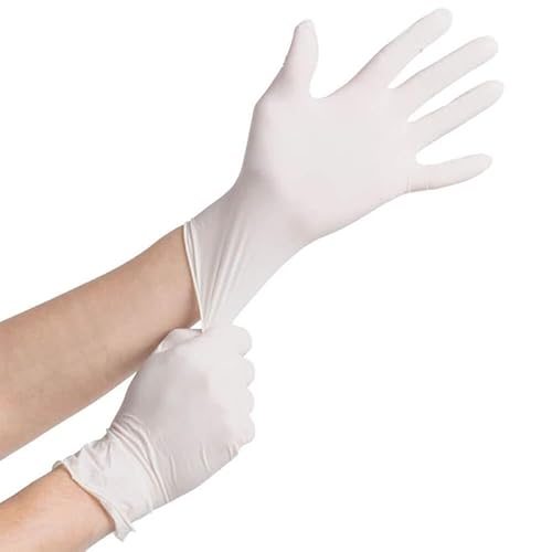 PBHOVIITG 20/50/100PCS Einweghandschuhe aus weißem Nitril, Haushaltsreinigung, Küche, Kochen, Tattoo, Haustierwerkzeuge, wasserdicht, latexfrei(100PCS,L) von PBHOVIITG