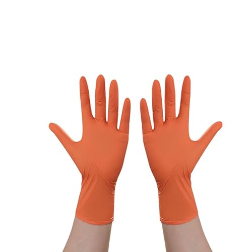 PBHOVIITG 20/50/100PCS Orange Nitrilhandschuhe Langlebig Wasserdicht Färben Tattoo Geschirrspülen Haushaltsreinigungsprodukte(Orange-100PCS,M) von PBHOVIITG