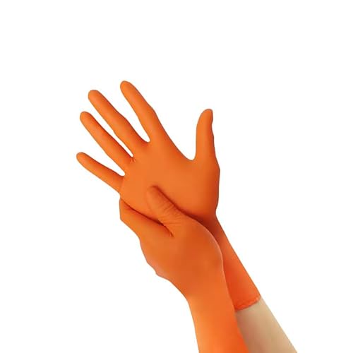 PBHOVIITG 20/50/100PCS Orange Nitrilhandschuhe Langlebig Wasserdicht Färben Tattoo Geschirrspülen Haushaltsreinigungsprodukte(Orange-20PCS,S) von PBHOVIITG