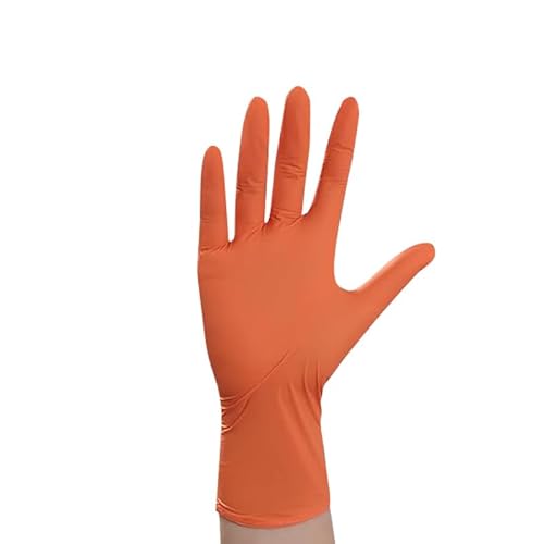 PBHOVIITG 20/50/100PCS Orange Nitrilhandschuhe Langlebig Wasserdicht Färben Tattoo Geschirrspülen Haushaltsreinigungsprodukte(Orange-50PCS,M) von PBHOVIITG