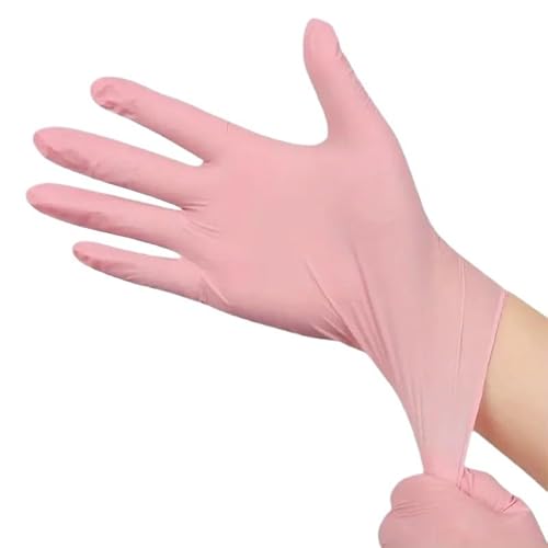 PBHOVIITG 20/50/100PCS Rosa Nitril Einweghandschuhe 3,5 mil Latexfrei Haushaltsreinigung for Lebensmittel Vor Tattoo Schönheitskosmetikerin(Pink 20PCS,XS) von PBHOVIITG