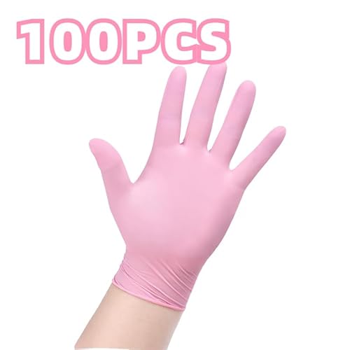 PBHOVIITG 20/50/100PCS Rosa Nitril Handschuhe Haushalt Reinigung Küche Kochen Petcare Schönheit Nagel Multifunktions Werkzeug(Light Pink-100PCS,S) von PBHOVIITG