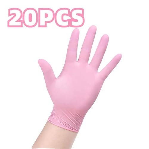 PBHOVIITG 20/50/100PCS Rosa Nitril Handschuhe Haushalt Reinigung Küche Kochen Petcare Schönheit Nagel Multifunktions Werkzeug(Light Pink-20PCS,S) von PBHOVIITG