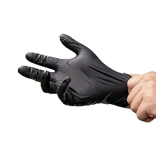 PBHOVIITG 20/50/100PCS Schwarze Einweg-Nitrilhandschuhe Wasserdicht for Küche Badezimmer Reinigung Geschirr Nail Art Friseur(100PCS,S) von PBHOVIITG