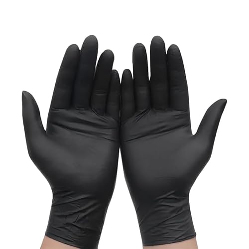 PBHOVIITG 20/50/100PCS Schwarze Einweg-Nitrilhandschuhe Wasserdicht for Küche Badezimmer Reinigung Geschirr Nail Art Friseur(20PCS,S) von PBHOVIITG
