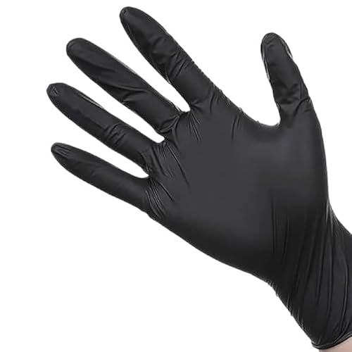 PBHOVIITG 20/50/100PCS Schwarze Nitrilhandschuhe Einweg-Latex-freie Reinigung Große strukturierte Haarfärbemittel Mechaniker Tattoo Küche(Black 50PCS,L) von PBHOVIITG