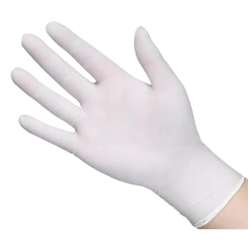 PBHOVIITG 20/50/100PCS Weiße Nitril-Einweghandschuhe Latexfreie Haushaltsreinigung for Tattoo-Schönheits-Haarfärbemittel-Kosmetikerin(White 50PCS M) von PBHOVIITG